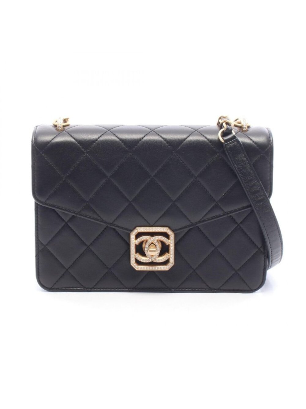 Chanel Shoulder Bag Quilted Black Lambskin Mini